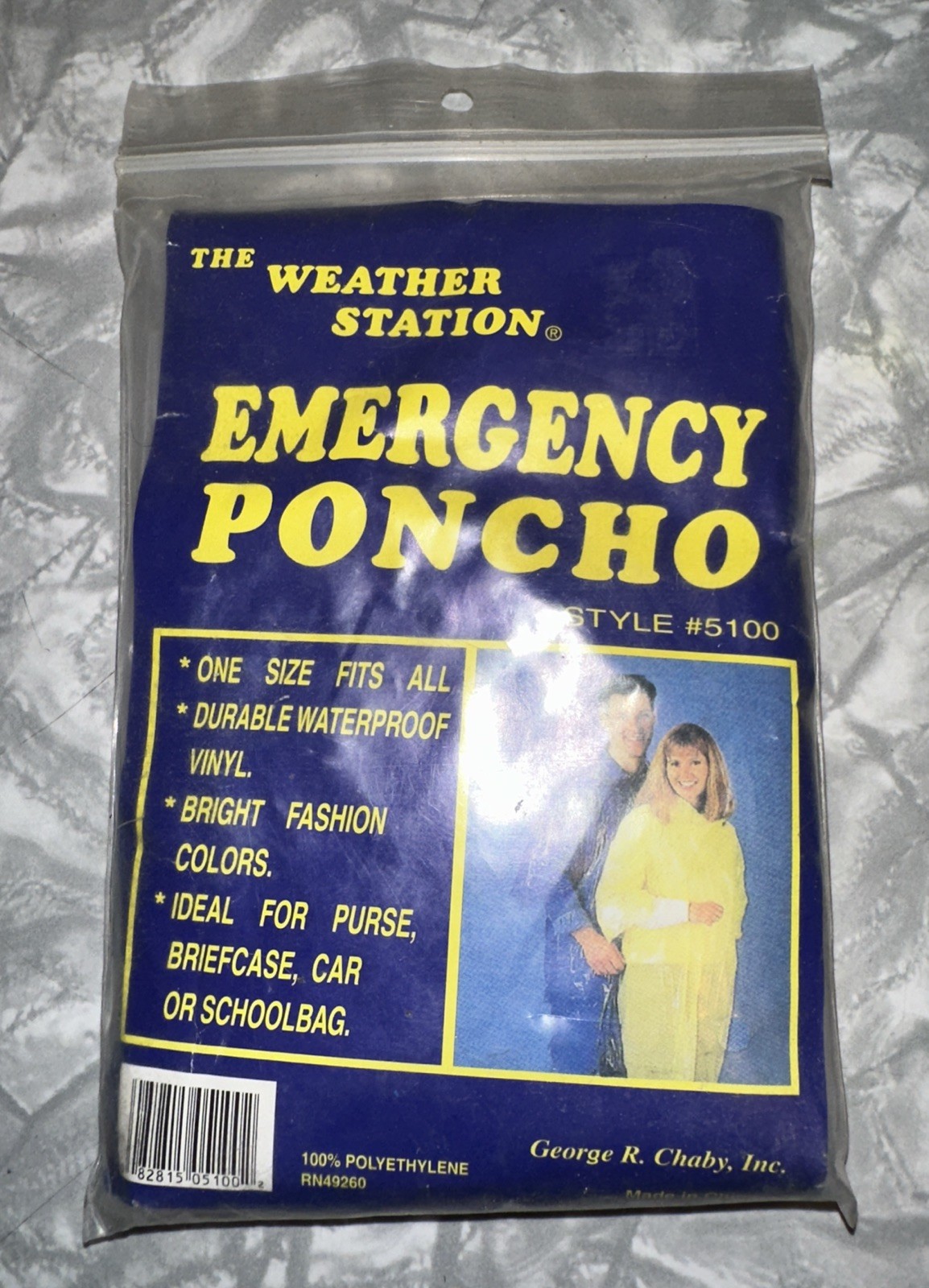 1990’s The Weather Station Emergency Poncho Waterproof 1 Size 100% Polyethylene