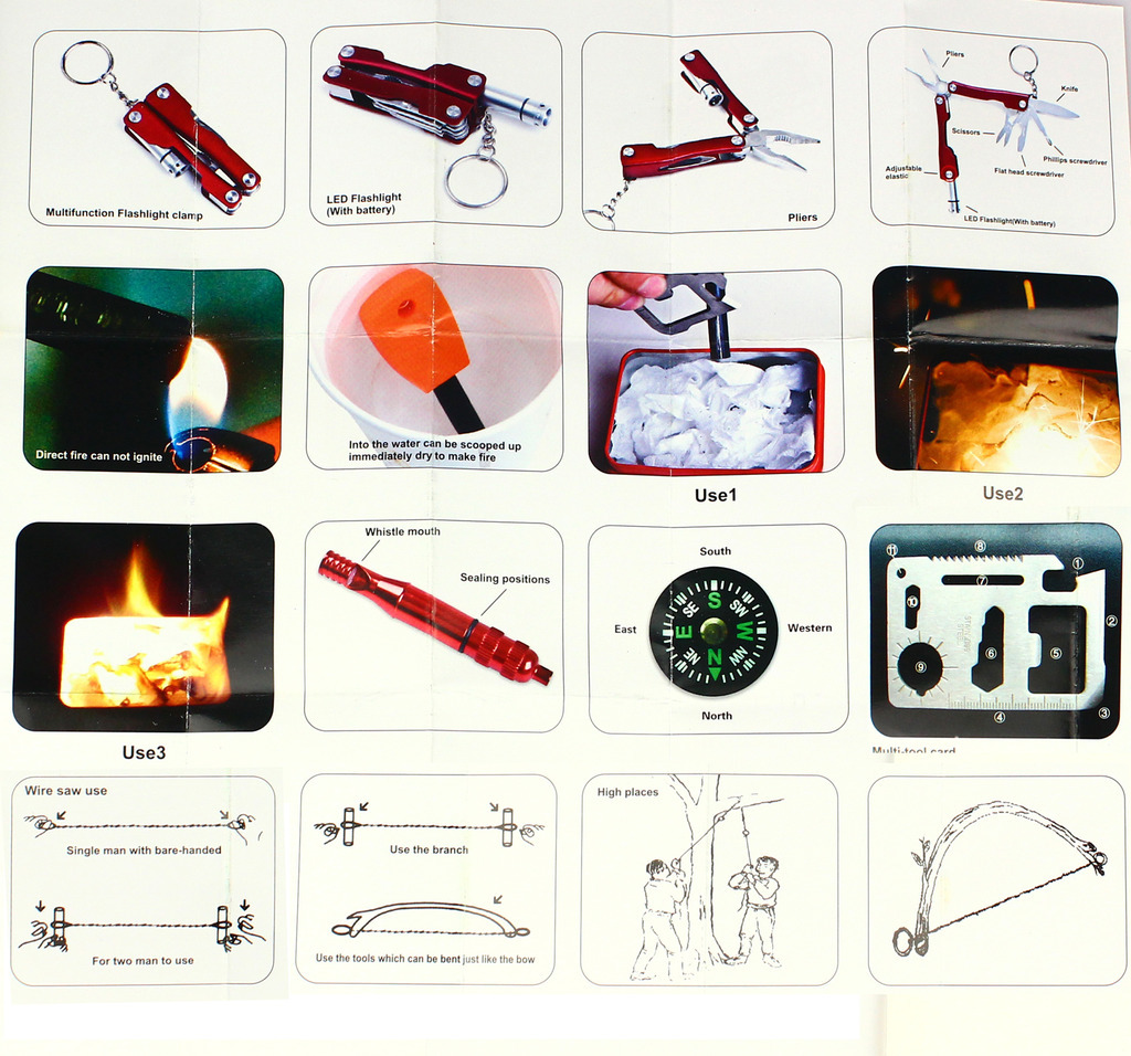 Self Help Outdoor Sport Camping Hiking Survival Emergency Gear Tools Box Kit Set