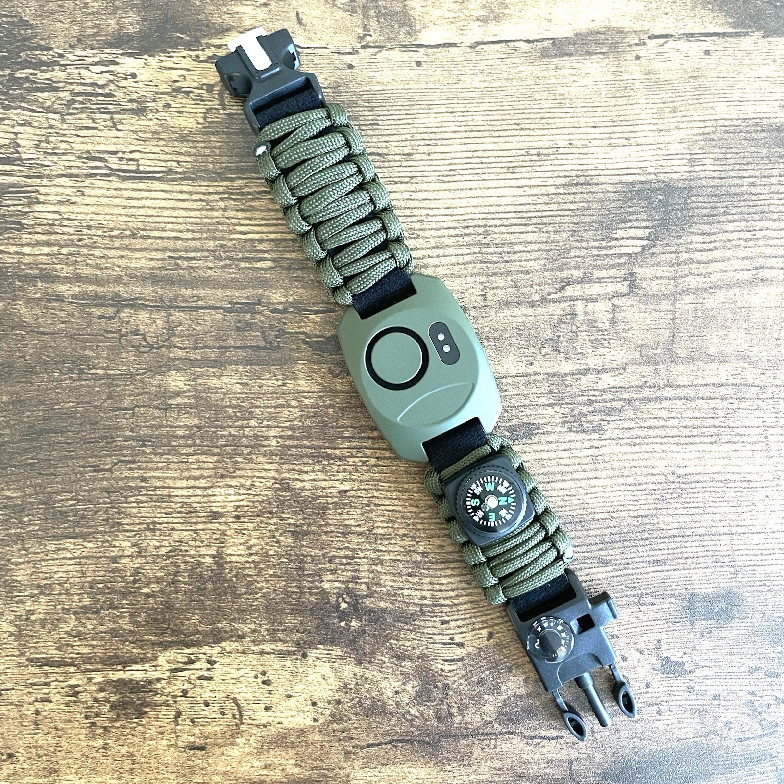 8-in-1 Survival Watch Personal Alarm With LED Flashlight, Fire Starter, Whistle