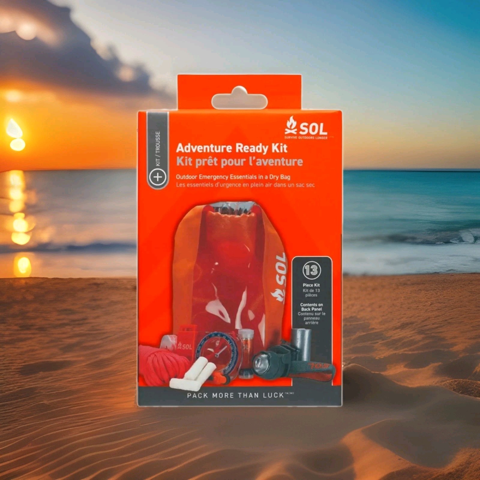 New in Box SOL® 13 Piece Adventure Ready Survival Emergency Essentials Kit