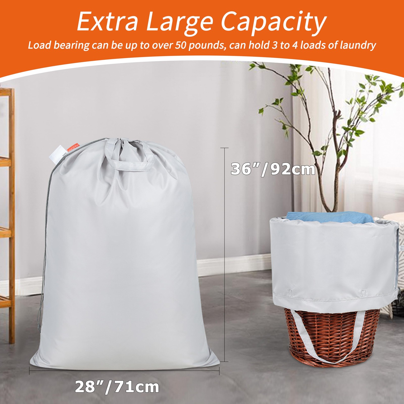 Polecasa Extra Heavy-Duty Laundry Bag 28×36”- 28″ x 36″ | 1 Pack, Silver