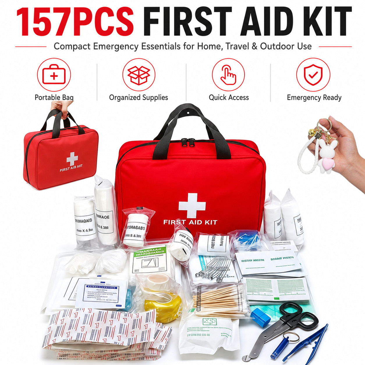 157pcs Outdoor First Aid Kit, Portable Multifunctional Emergency Survival Kit wi