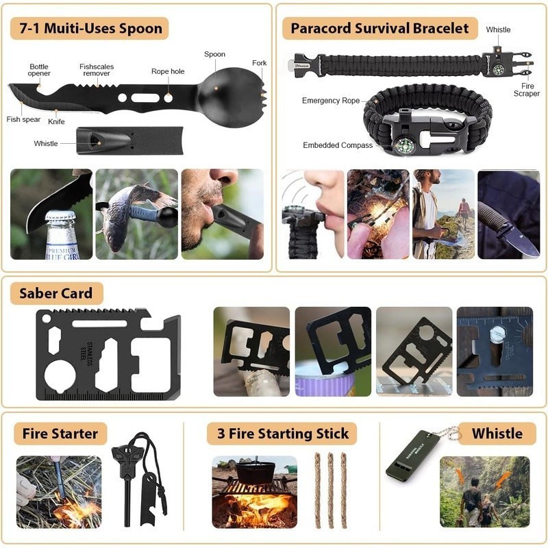 250Pcs Survival Kit Emergency First Aid Portable Molle Bag Adventure Gear New