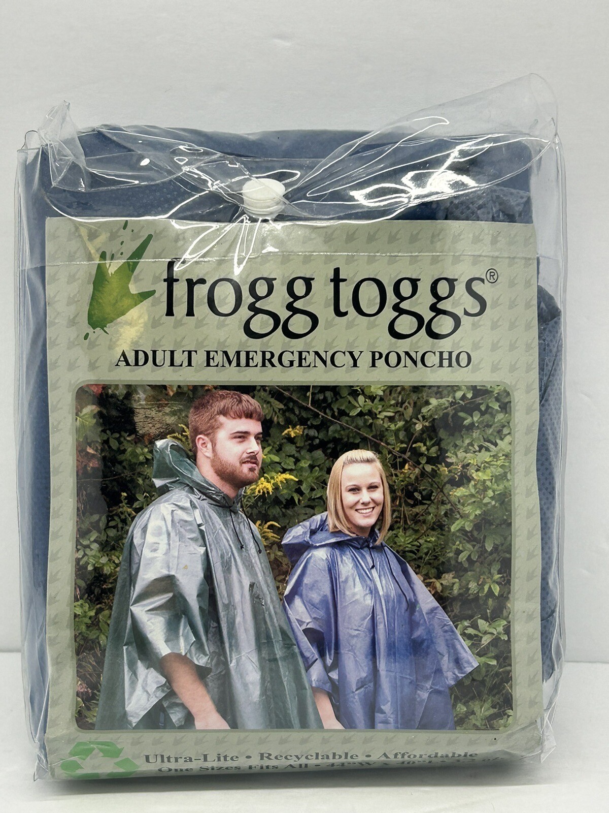 Frogg Toggs Blue Adult Emergency Poncho Ultra LiteOne Size Fits All 44″W x 40″L