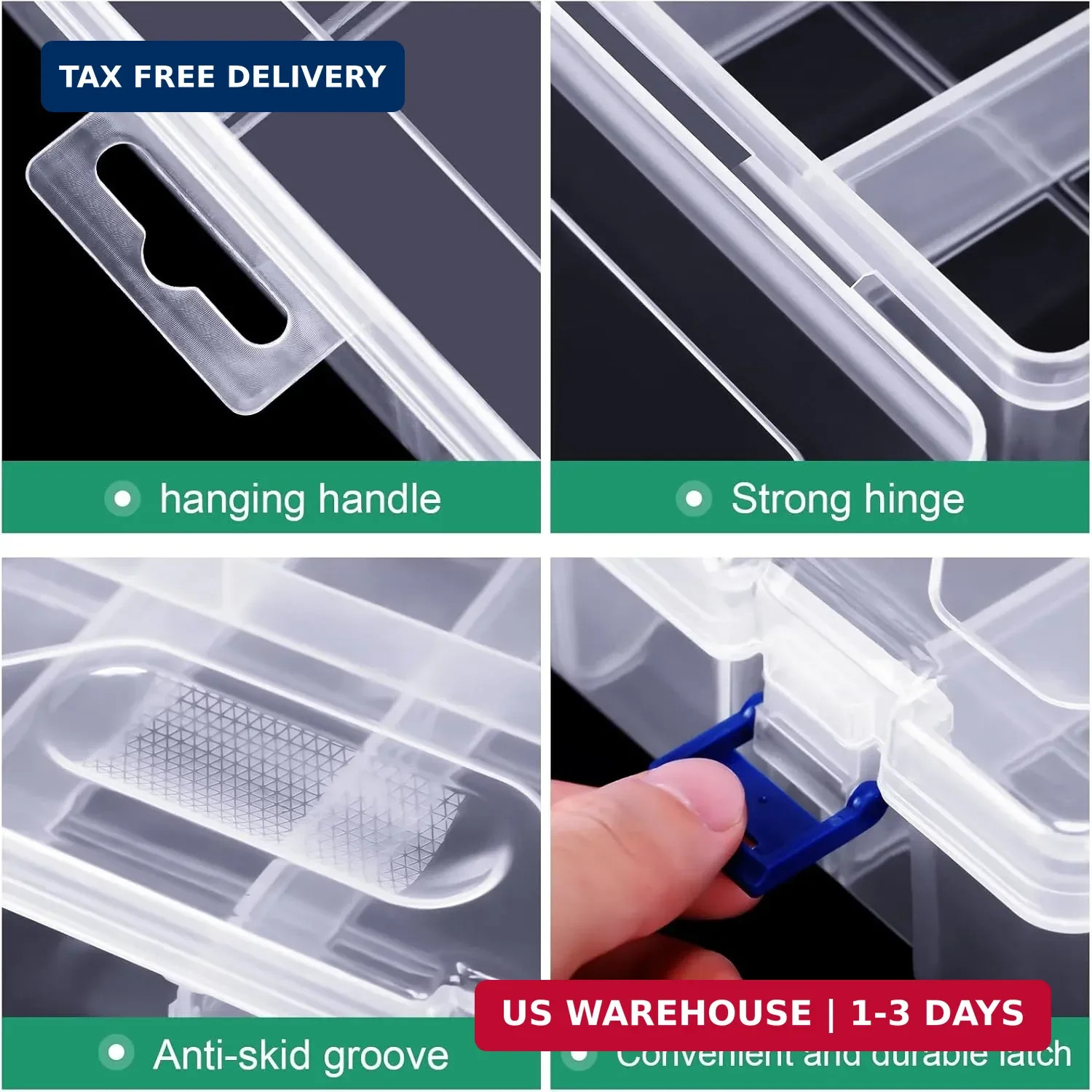 Honoson 6 Pack Fishing Tackle Box Organizer Storage Clear Fishing Box with Movab