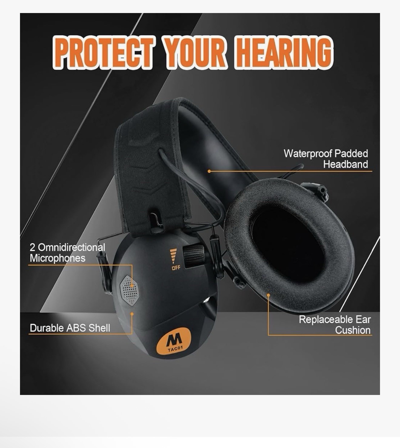 MAIRDI Electronic Shooting Ear Protection, Hearing Protection Earmuffs with 2…