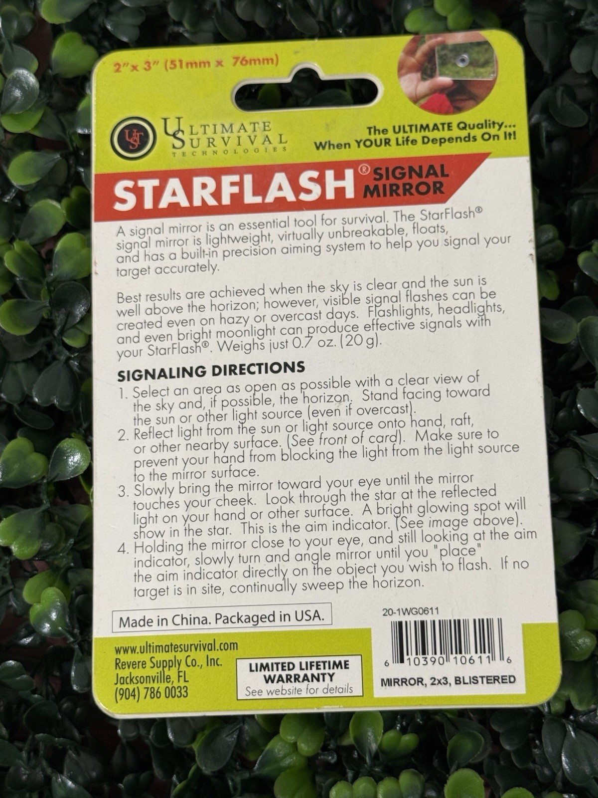 UST Starflash Micro Signal Mirror with Targeting Star Lightweight Compact