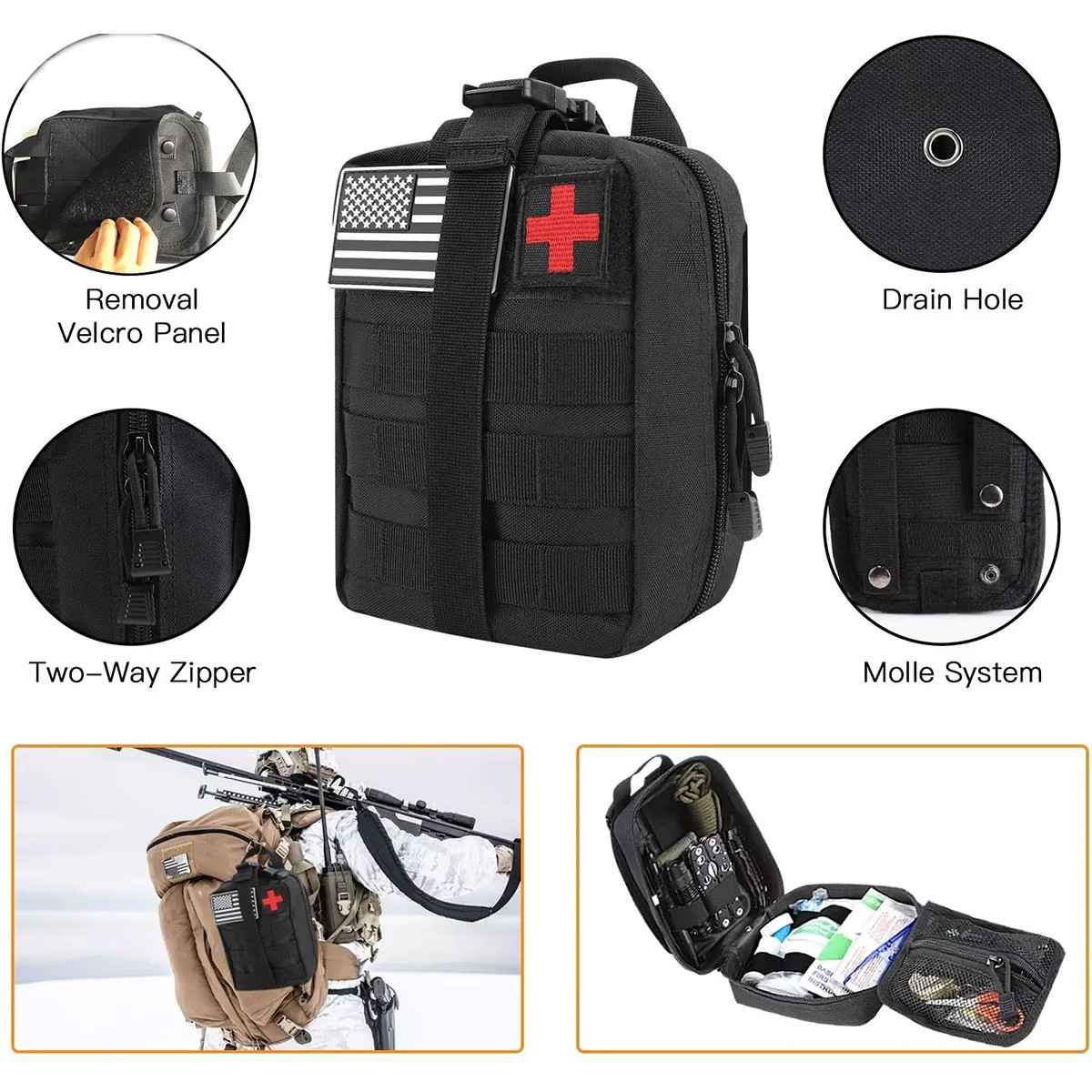 142PCS Survival First Aid Kit Outdoor Camping Hiking Tactical Emergency Gear