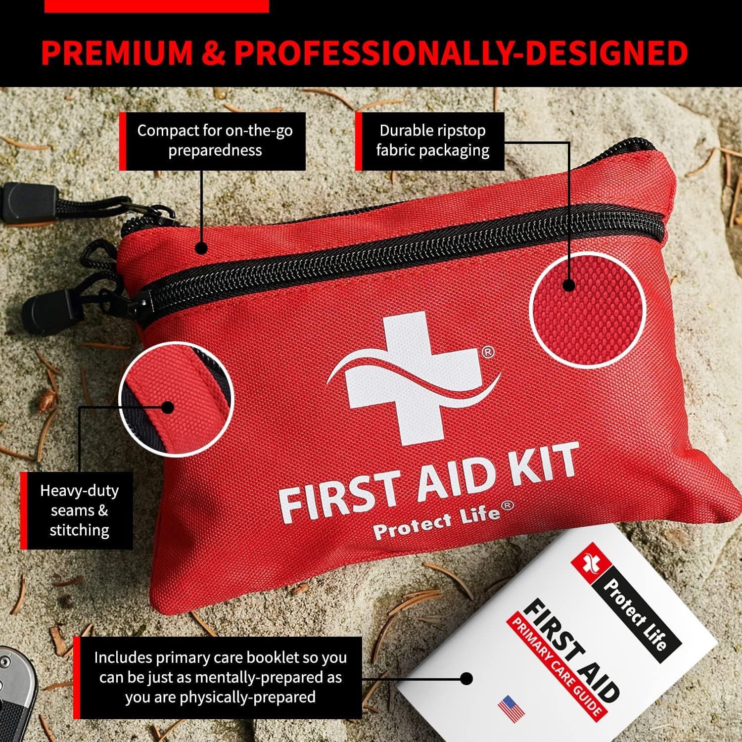 Mini First Aid Kit 100 Piece Waterproof Emergency Kit for Car Boat Camping