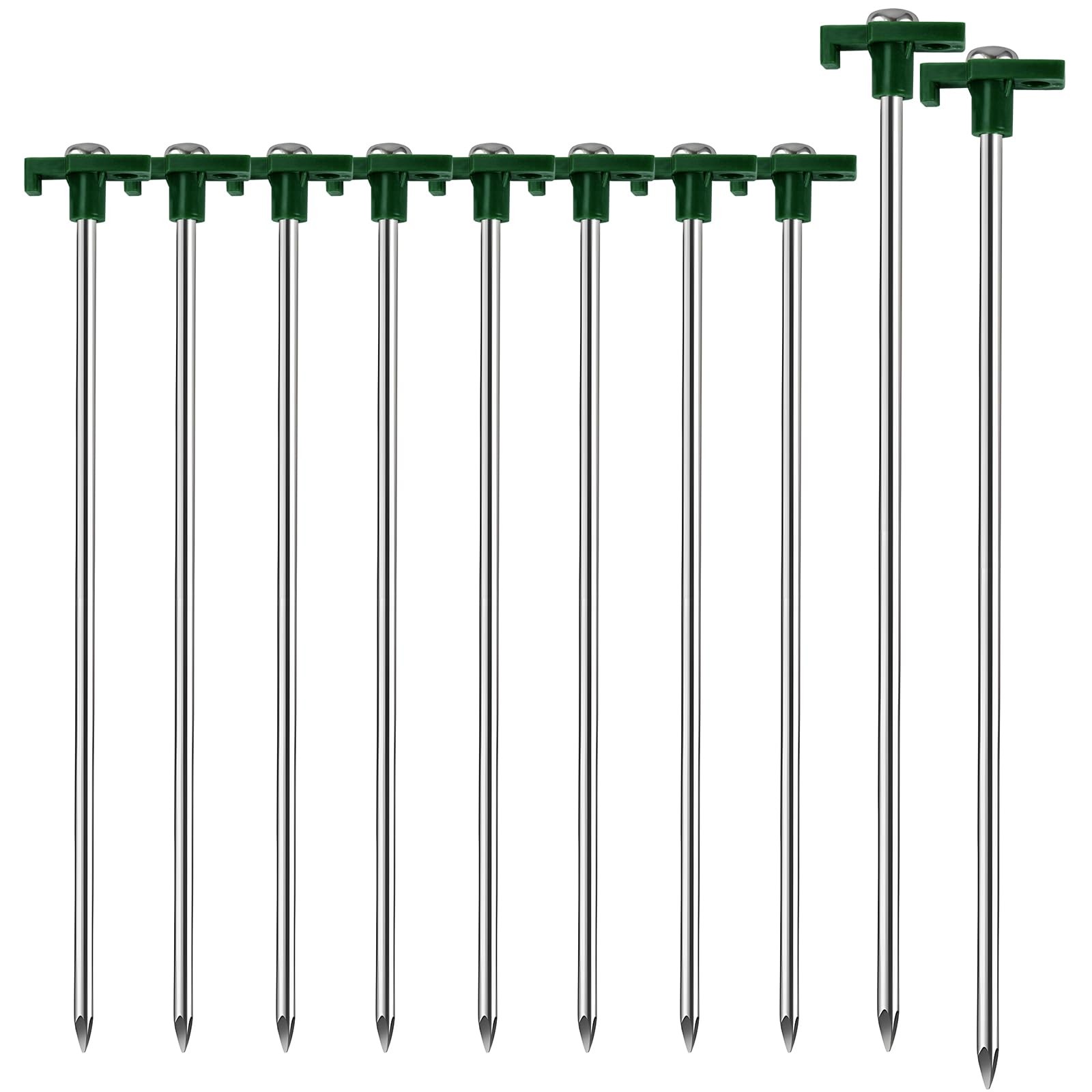 Nexboraque 10 Pack Tent Stakes – 9.75 Inch Galvanized Non-Rust Green 10Pcs