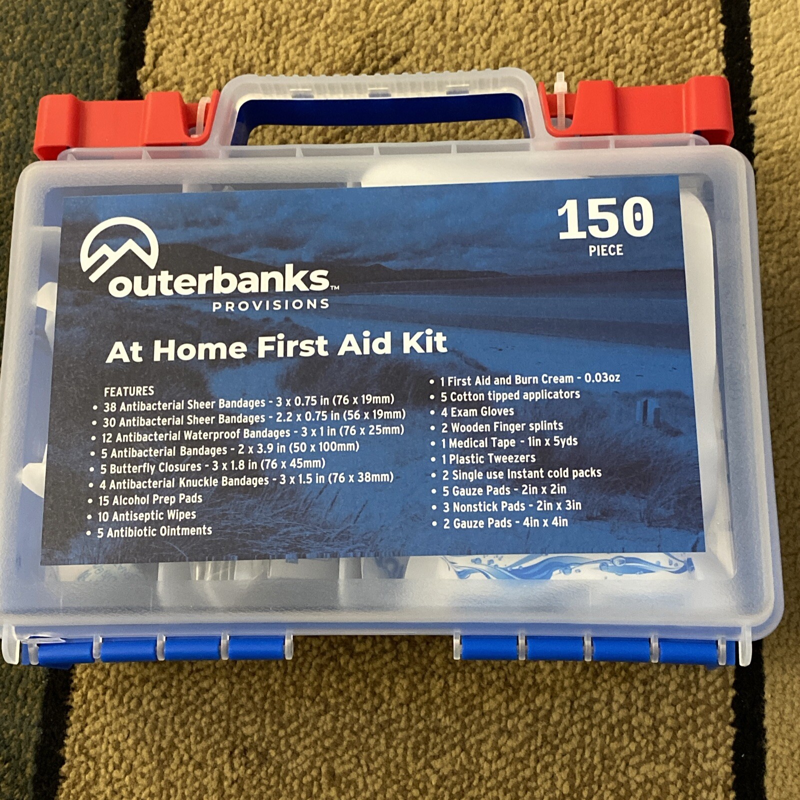 Outerbanks Provisions At Home First Aid Kit 150 piece Good for Camping/Beach F/S