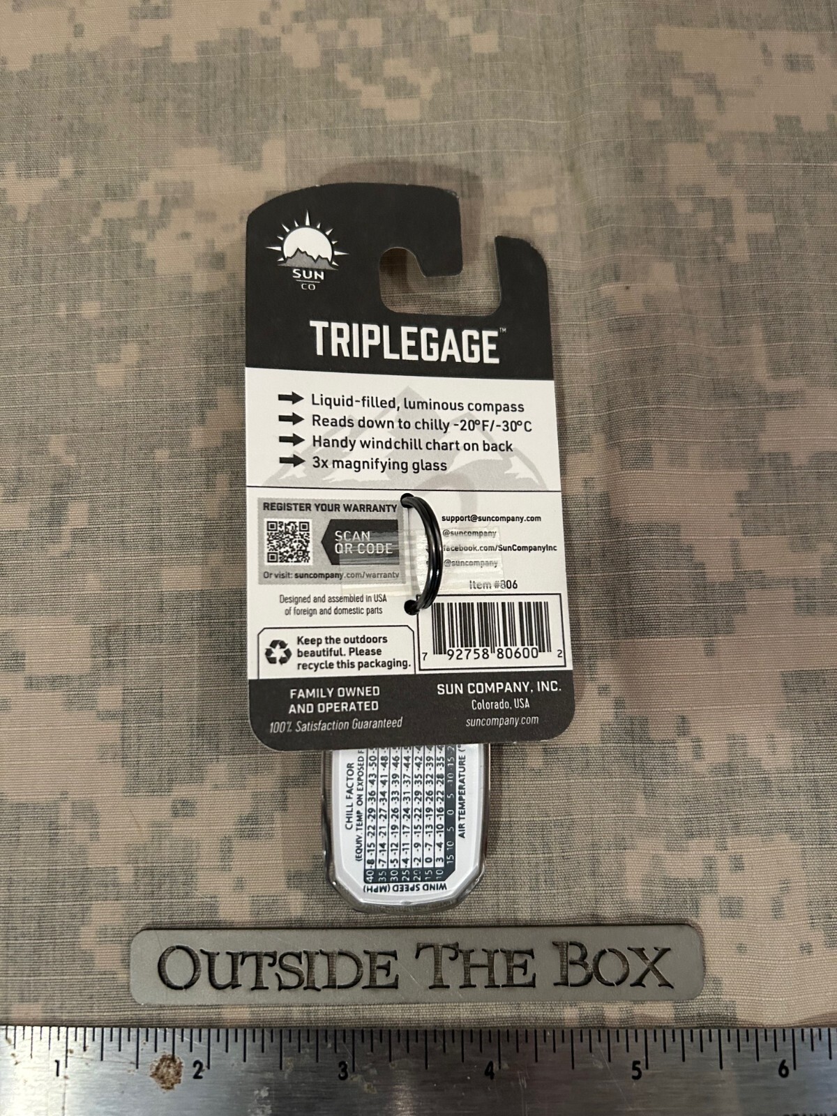 Compass: TripleGage w/Thermometer, Magnifier & Split Ring by: Sun Company