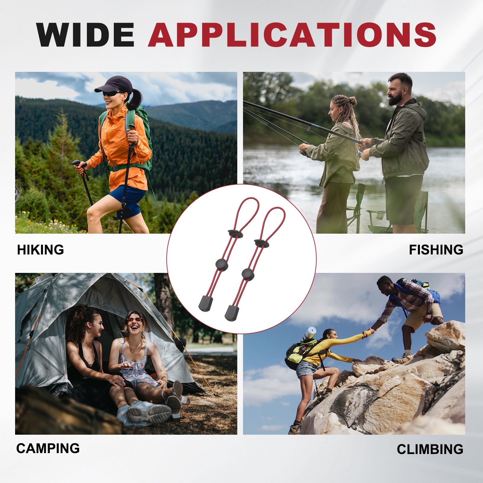 Climbing Stick Holder, Backpack Hiking Pole Ropes 8 Inch & 2 Pcs & Red
