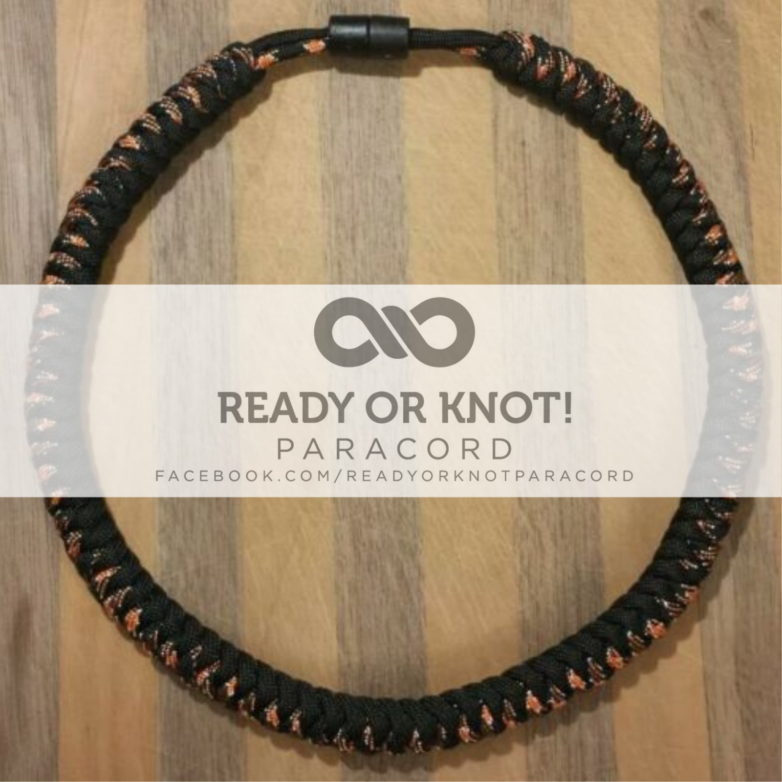 550 USA Paracord Snake Weave Necklace Harley/Black (Various Lengths)
