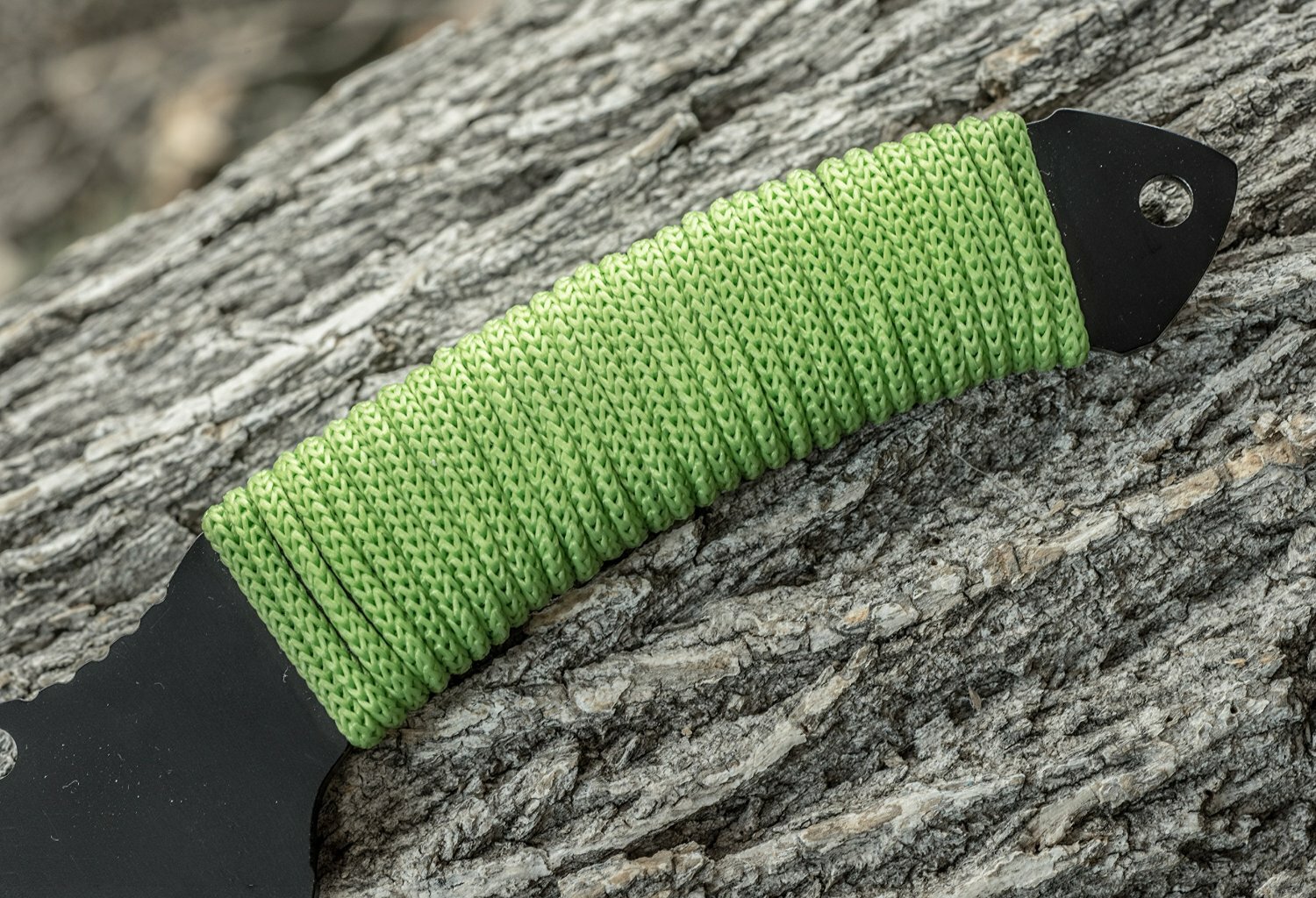 Stainless Steel Gut Hook Hatchet 11″ with Neon Green Paracord-Wrapped Handle