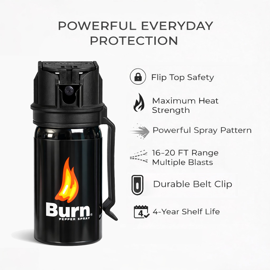 Burn 3 Pack Pepper Spray 1.35oz Police Strength OC Safety Lock Self Defense