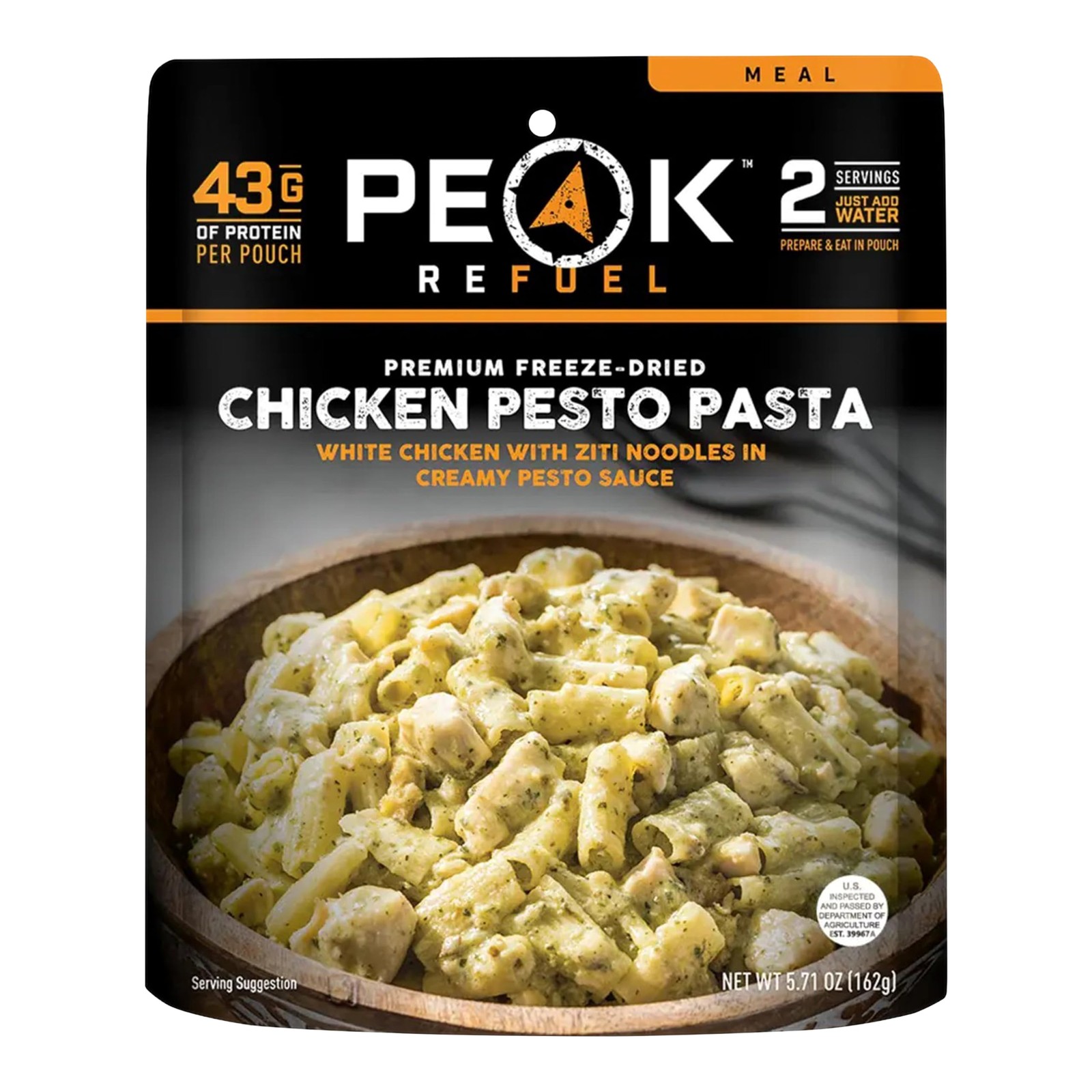 Peak Refuel Chicken Pesto Pasta| Premium Freeze Dried 1-Pack, Orange, Green