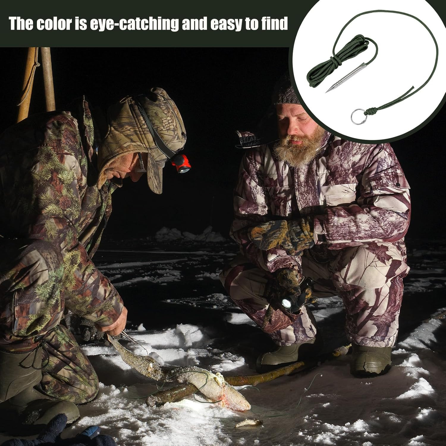 10 Ft Paracord Fishing Stringer – 2 Pack with Split Ring, 550Lb Capacity