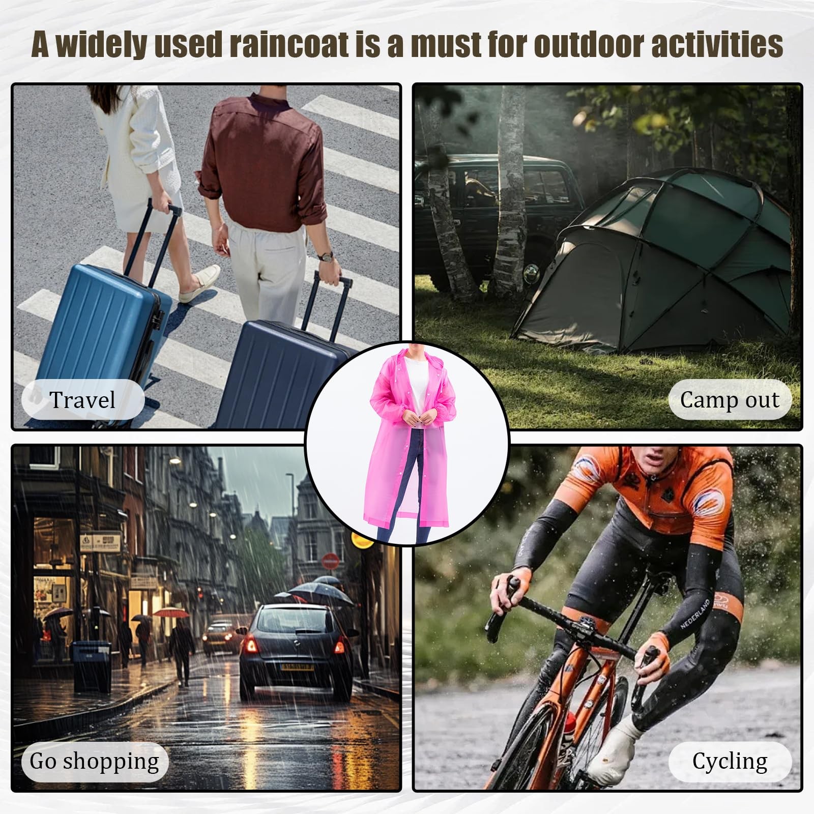 3 Pack Adult Rain Coat, Reusable Rain Ponchos for Adults with Hood & Elastic …