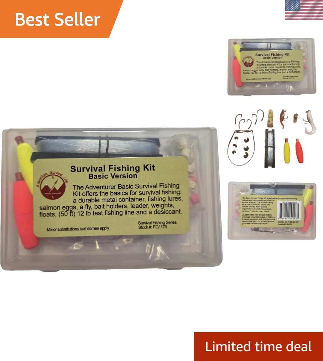 Lightweight Survival Fishing Kit – 15 Essential Pieces in Durable Plastic Box