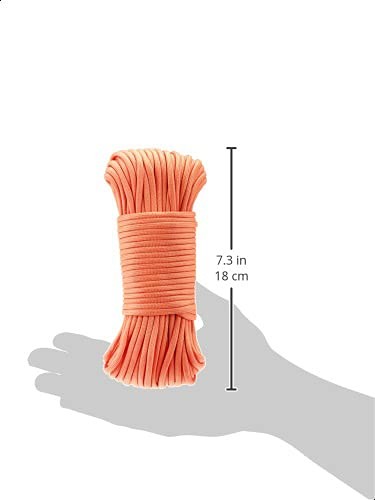 Amazon Basics 550 Type III Paracord, 7-Strand Core, 5/32 in x 100 ft, Orange