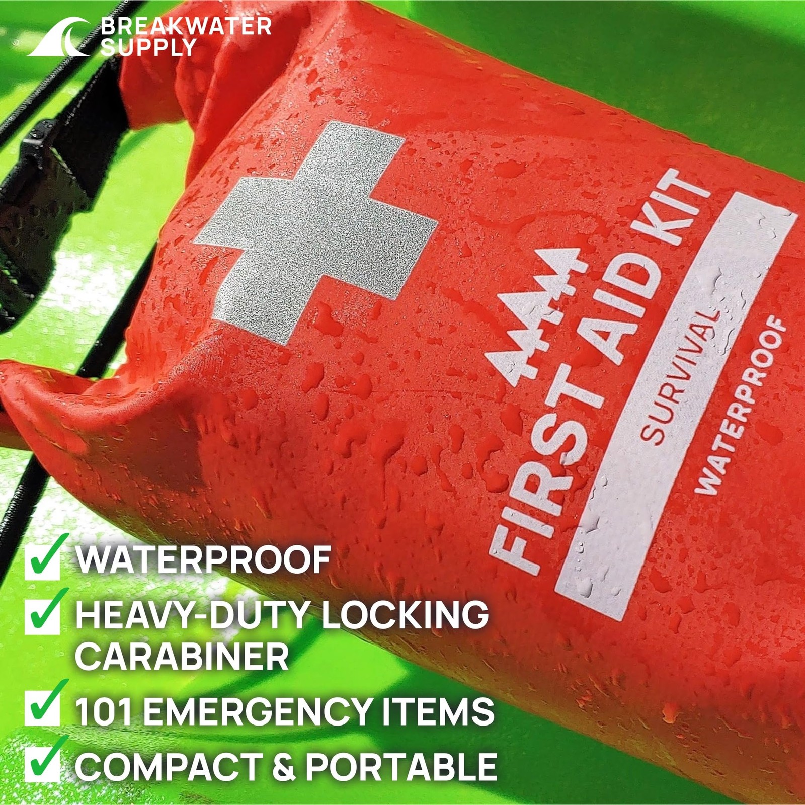 Breakwater Supply™ Waterproof Survival First Aid Kit, 101 Piece AFAK Emergency