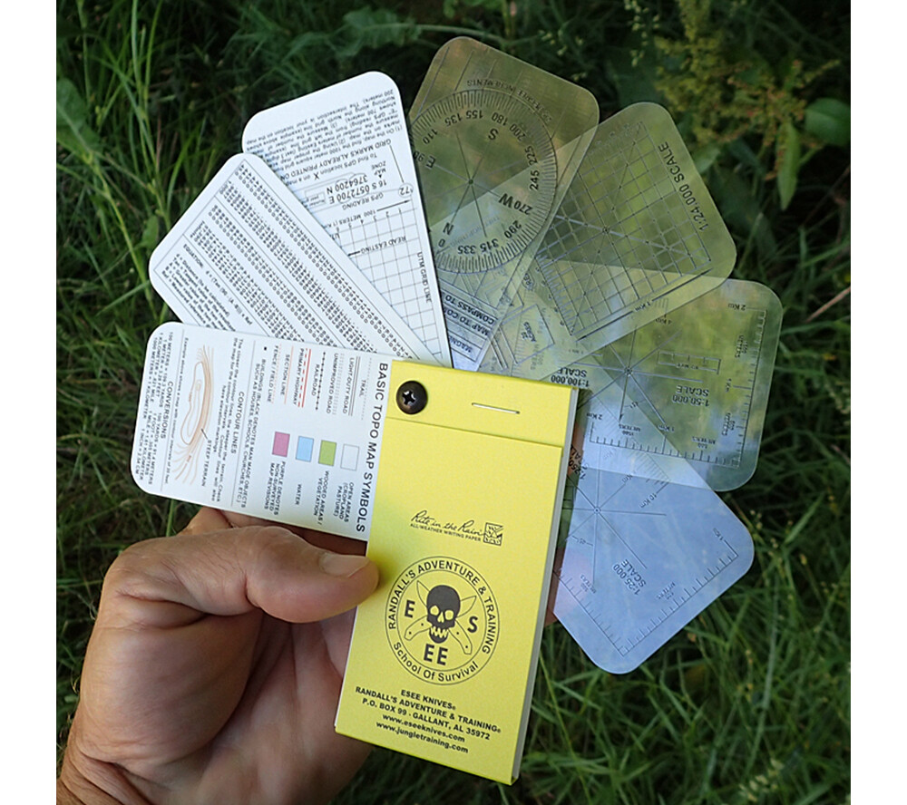 Pocket Navigation Cards and Waterproof Notepad Esee Land Nav Map Overlay