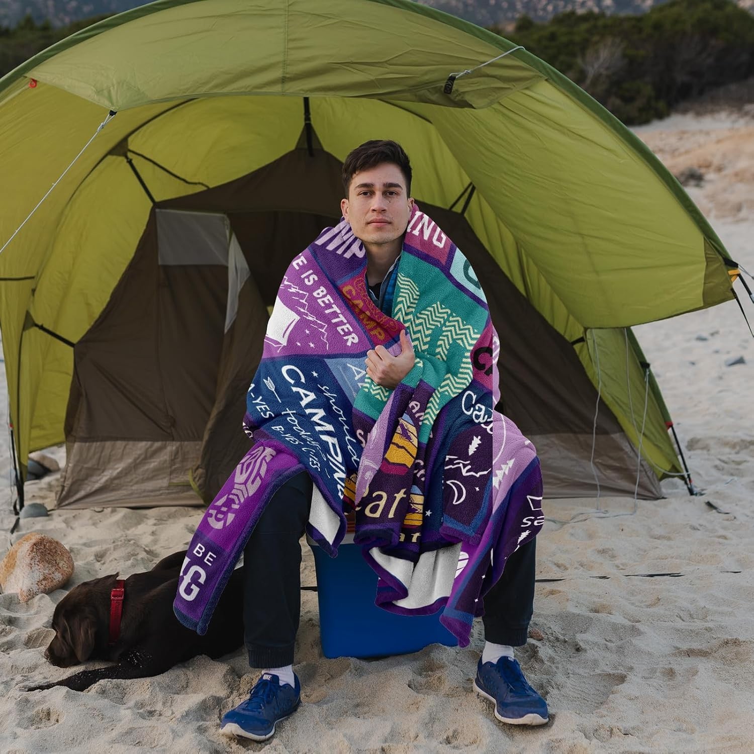 Camping Gift Throw Blanket 60x50in – Soft, Lightweight, All-Season for Camper…