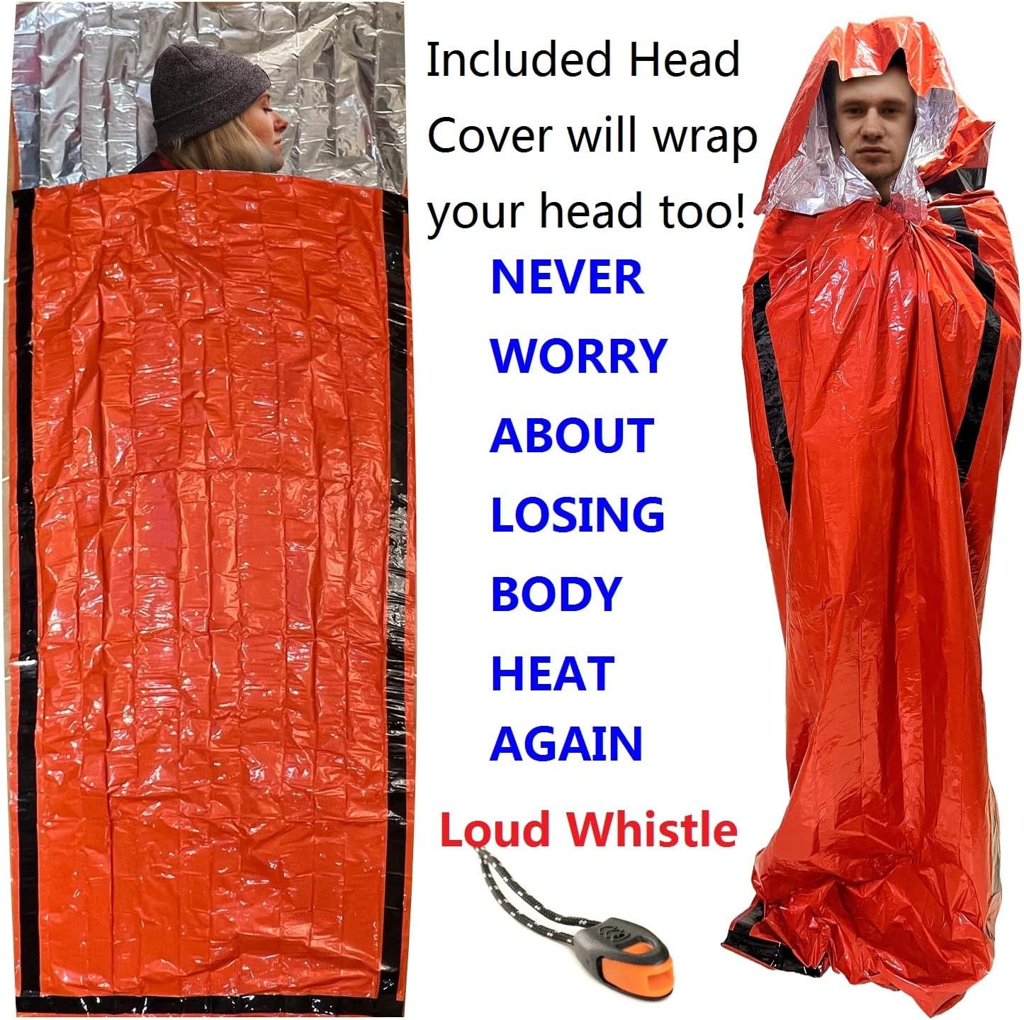 Emergency Sleeping Bags 2 Pack | Portable 2 Bags, Silver