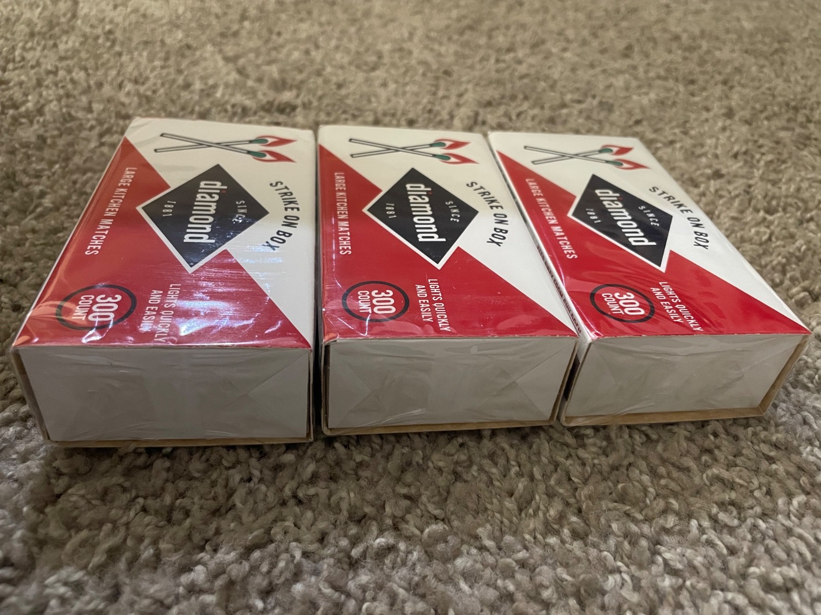 Diamond-Strike ON Box Matches [3 boxes of 300 each] Total 900