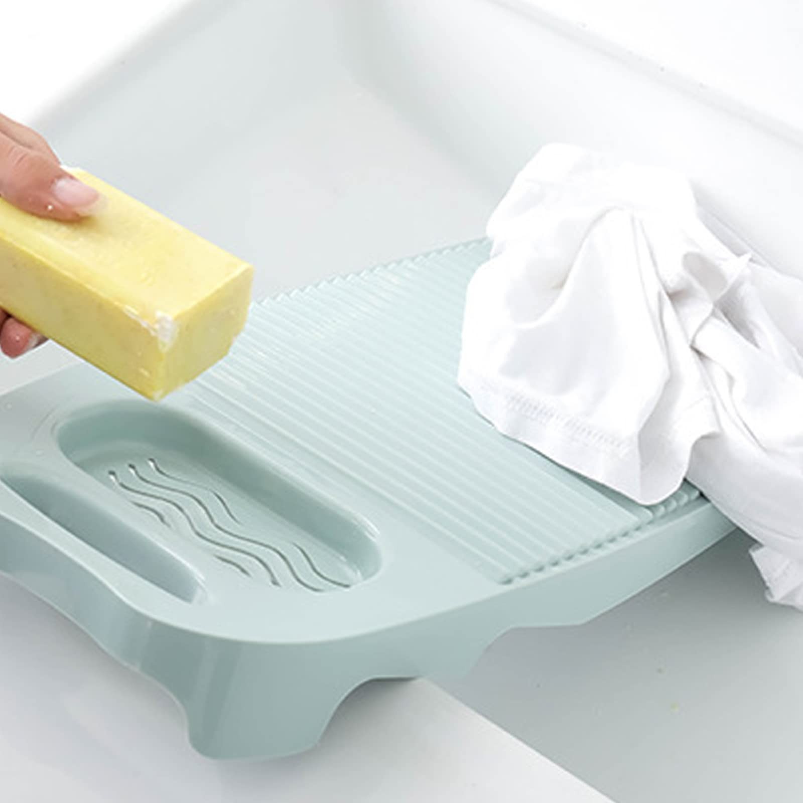 Cansybil Non-Slip Laundry Washing Board, Household Large, E-Light Blue