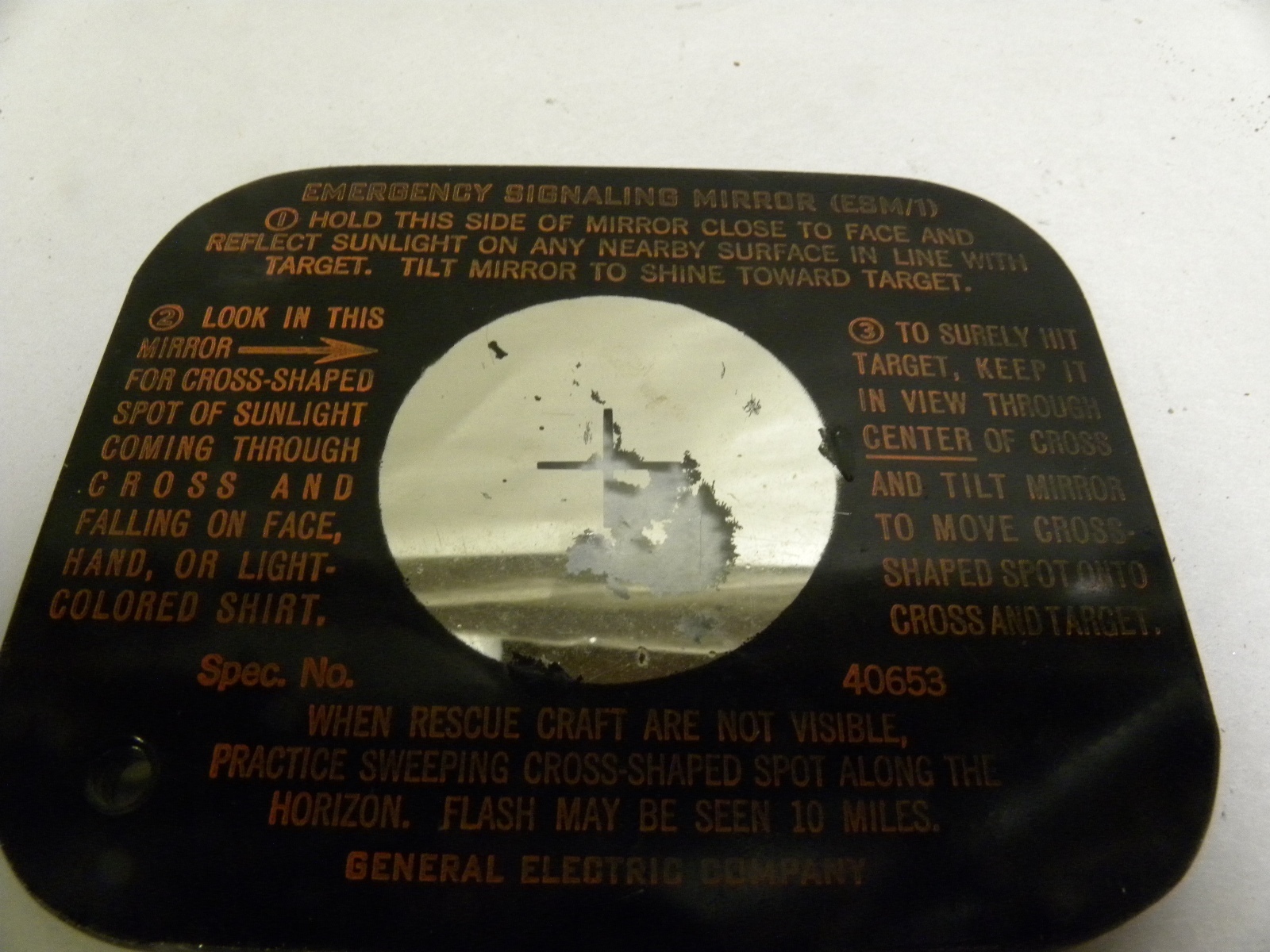 Vintage Antique GE General Electric Survival Emergency Signal Mirror (A5)