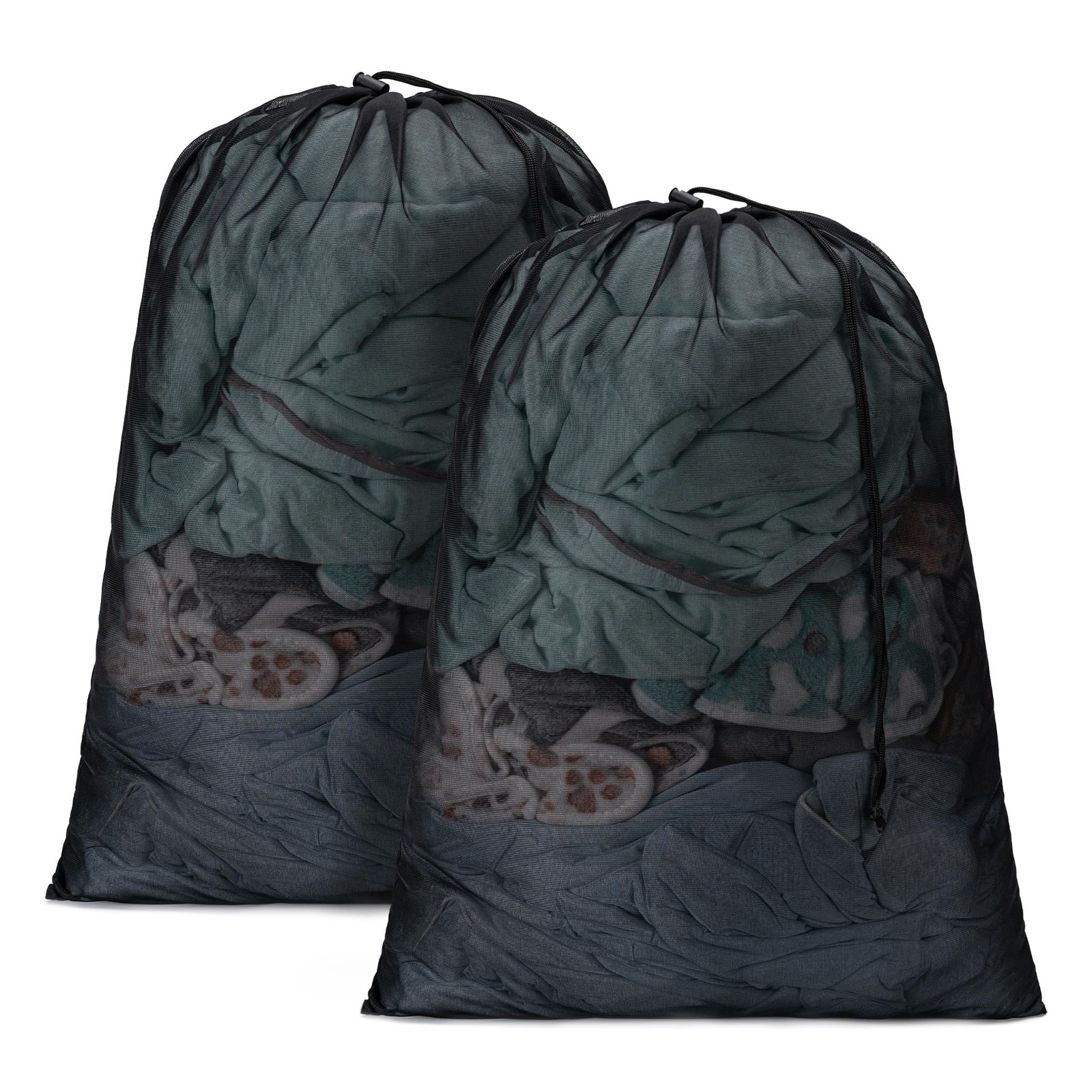 Aegero 2 Pack Mesh XL Laundry Bags,Machine 24″x36″ | 2 Pack, Black+Black
