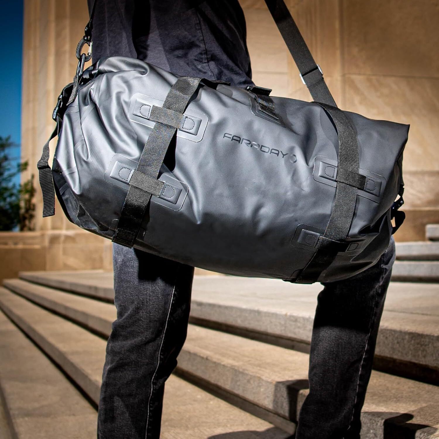 Faraday Dry Duffel Bag Stealth Black 55L EMP and RF/EMF Shielding