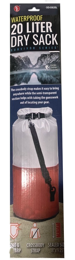 Emergency/Survival – 20L Dry Sack w/buckles, Orange – SE Brand OD-DS2320L