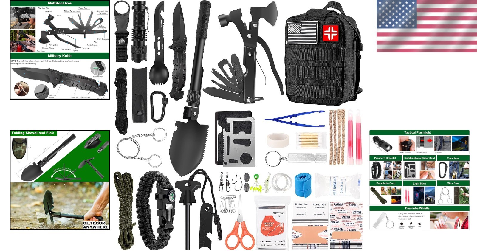Survival Kit and First Aid Equipment for Outdoor Adventure