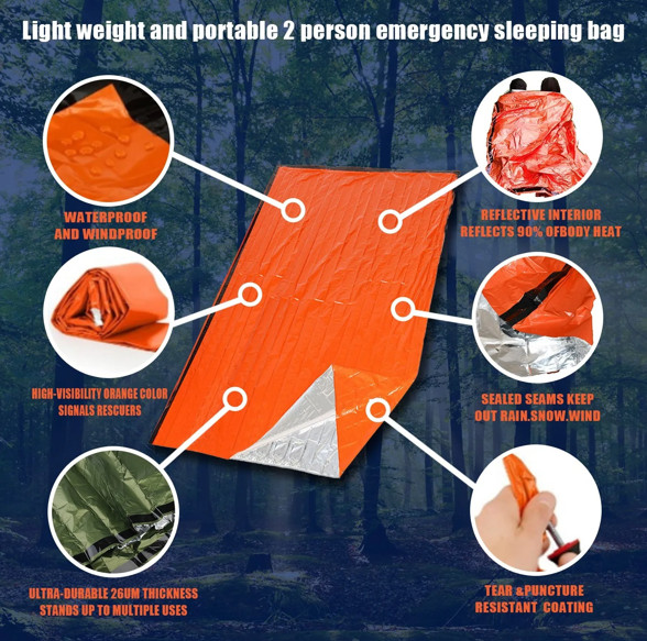 Emergency Survival Sleeping Bag Waterproof Thermal Mylar Camping Rescue Sack