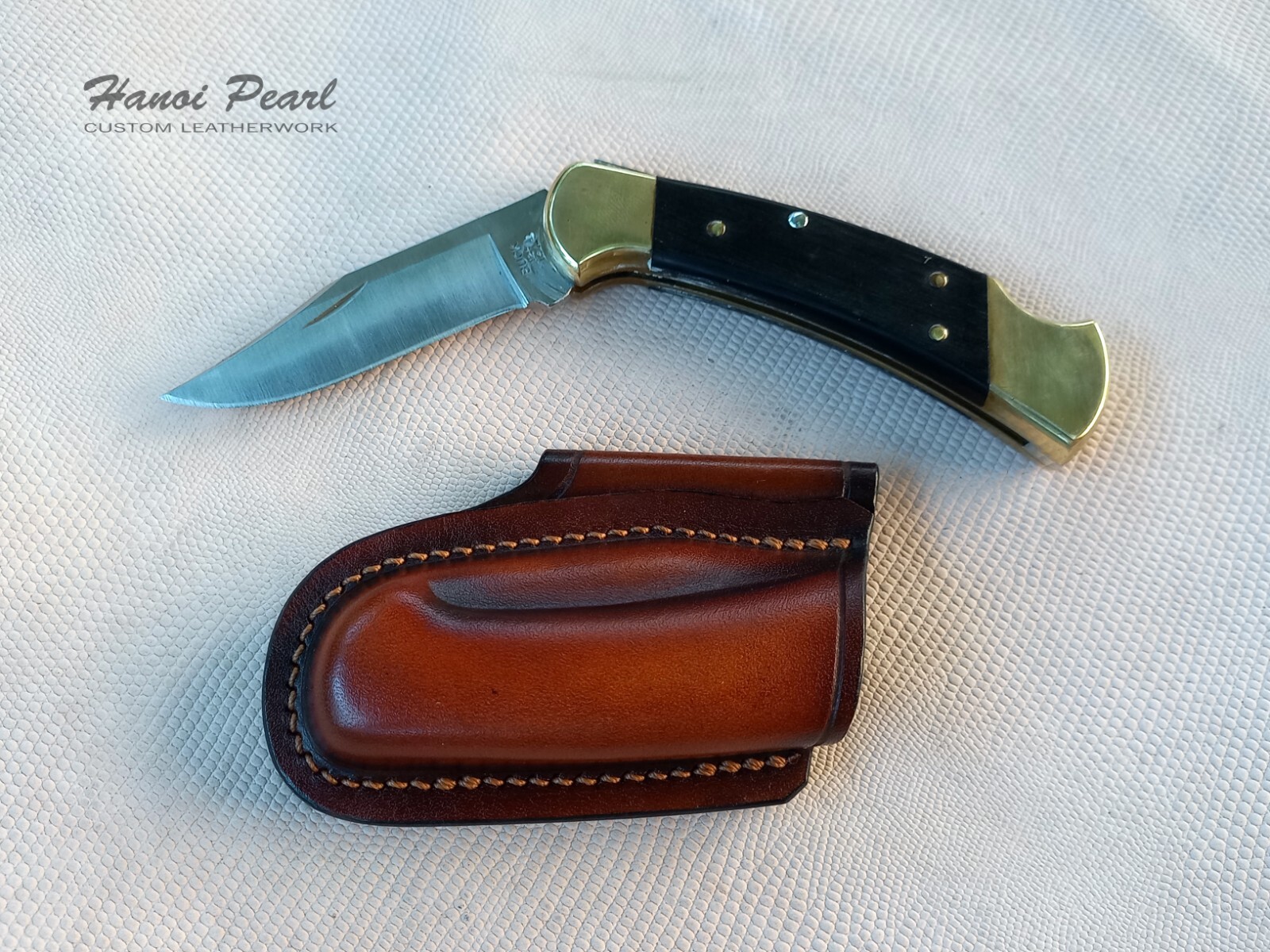 Buck 112 Custom Sheath | Strongside Horizontal Carry Leather Sheath