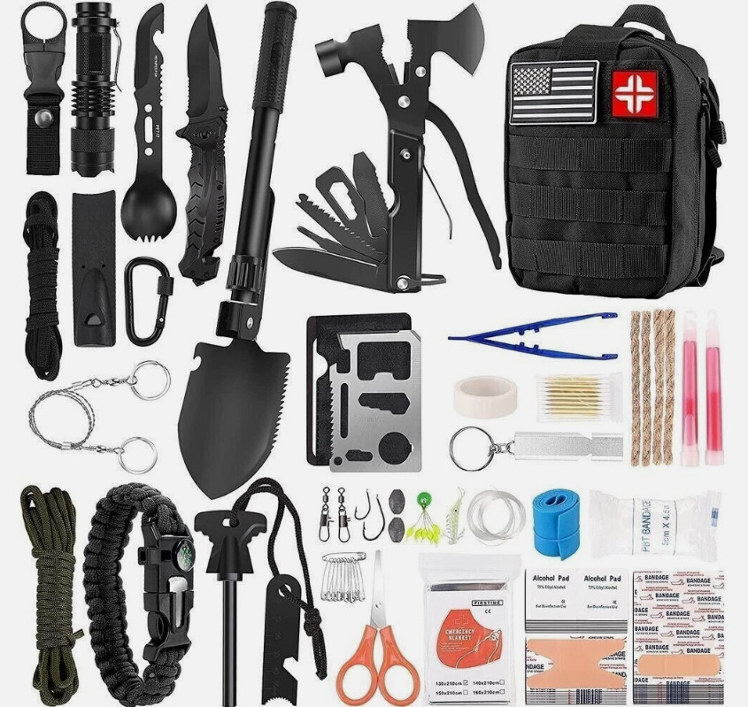 Emergency Survival kit Bag First Aid Bug out Military Prepper Kit 142Pcs Bag New
