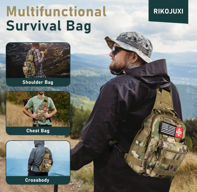 Survival Kit 262Pcs with First Aid, Tent, Axe, Shovel, Emergency Gear Bag
