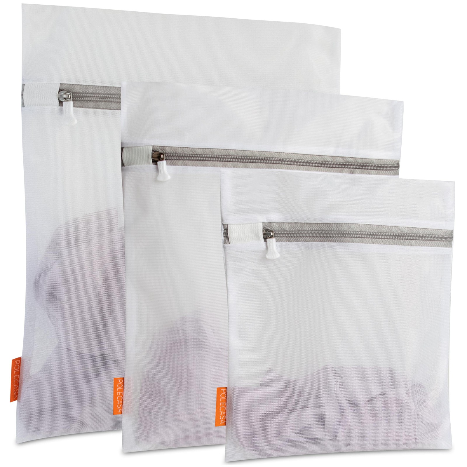 Polecasa 3Pcs Mesh Laundry Bags with 1 Large, 1 Medium, 1 Small, Fine