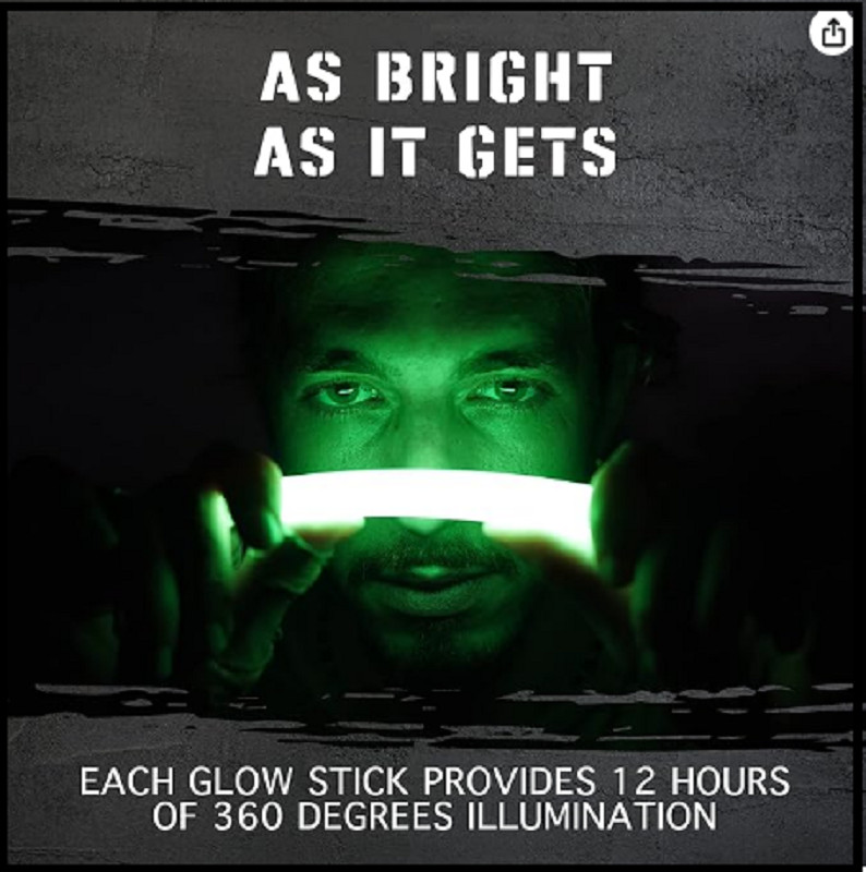 Emergency Glow Sticks Bright Light Ultra Survival Camping Cyalume Lot ,12 Hour