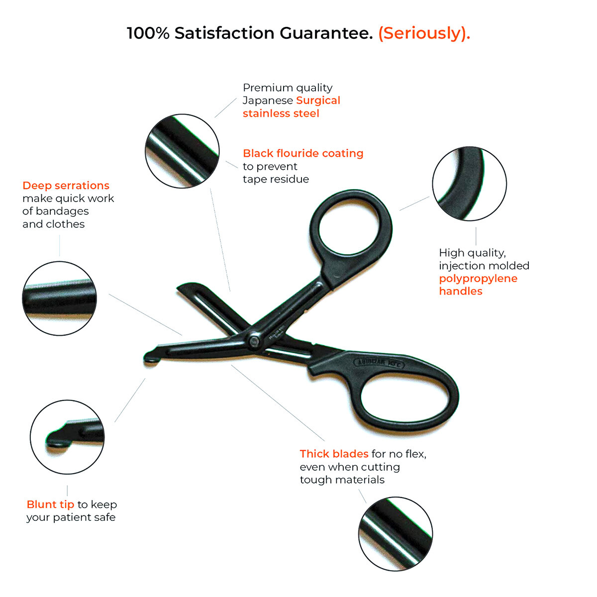 Sirius Survival Medical Scissors – 7.5″ EMT and Trauma Shears – Non-Stick Blades