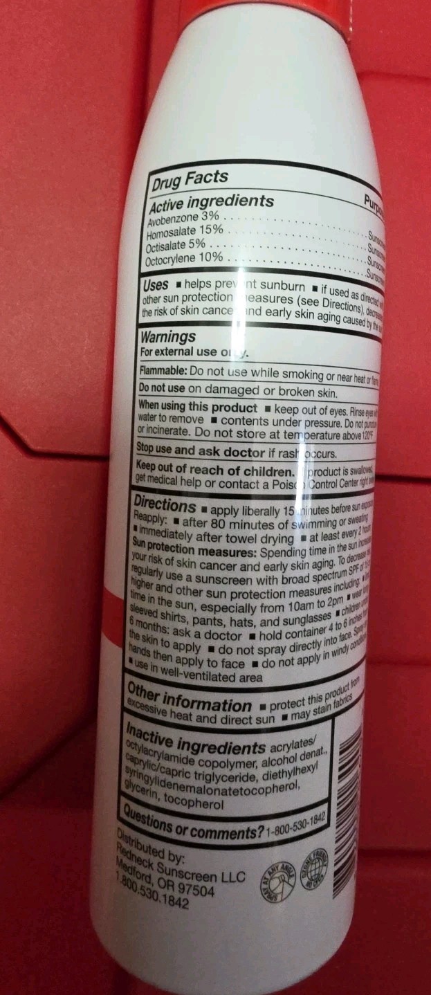 New Redneck Sunscreen Sport SPF 50 Broad Spectrum Water Resistant 6 oz spray
