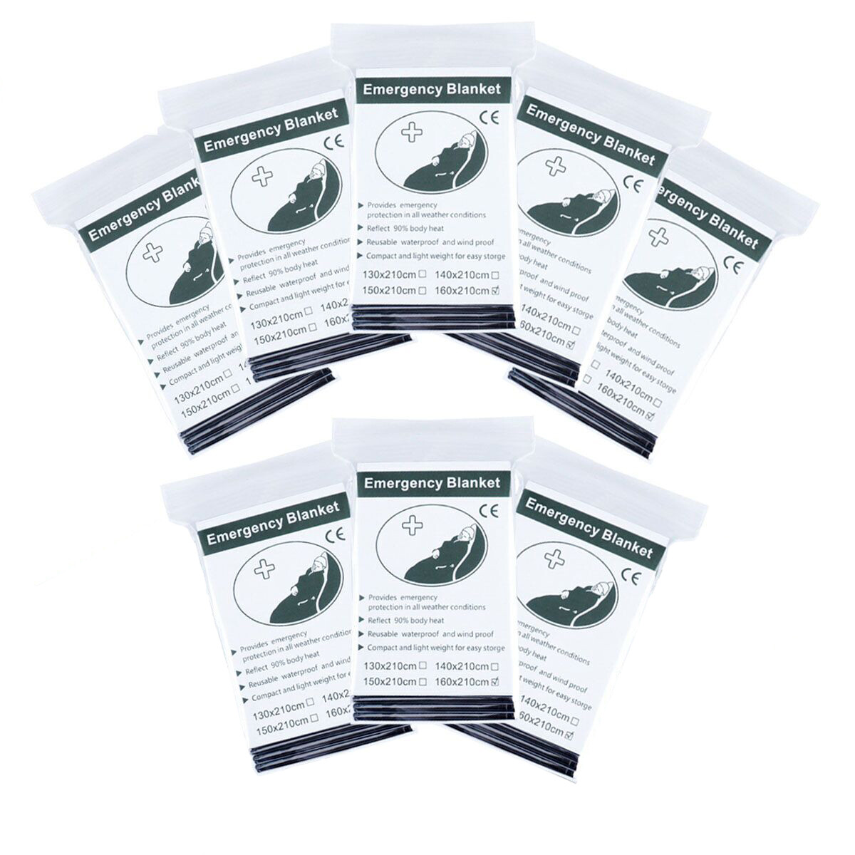 8 Pack Emergency Solar Blanket 83″x63″ Mylar Insulating Thermal Heat Packets XL