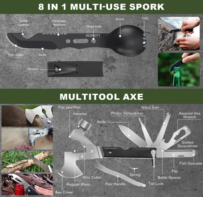 Gifts for Men, Survival Kit, 150 PCS Survival Gear and Supplies Equipment bag