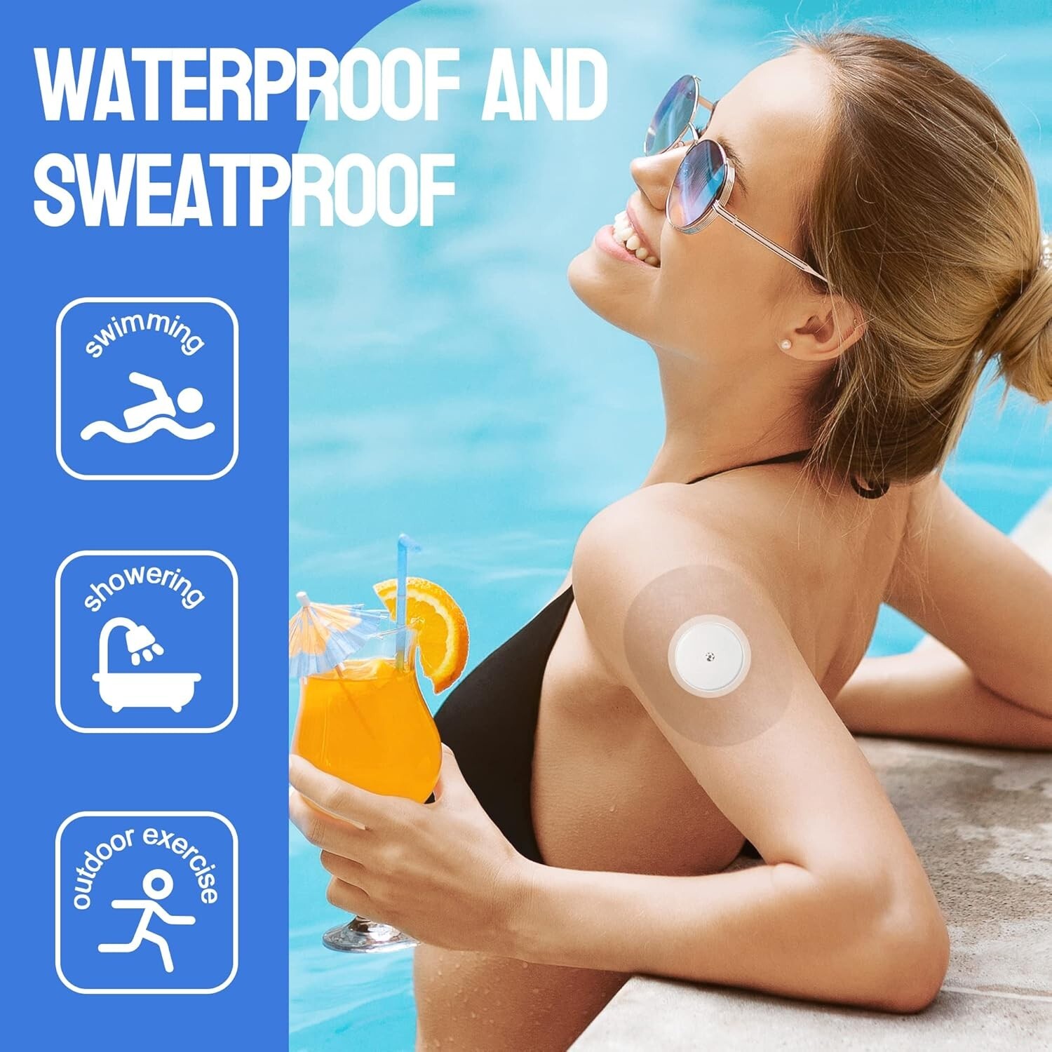 Thin Transparent Adhesive Patches – 50 Pack CGM Sensor Covers for Libre 1/2/3