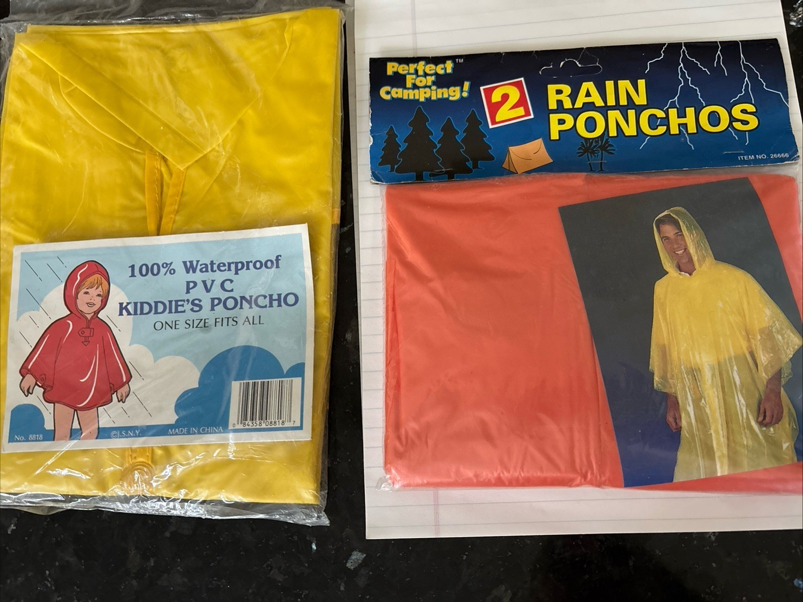 Hooded Rain Ponchos 5 Adult 1 Child Reusable Camp Hike Outdoor Survival NOS NeW