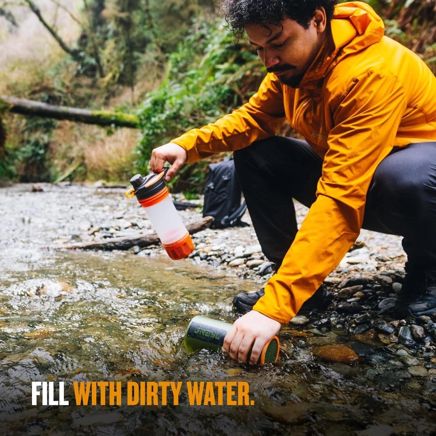 Grayl GeoPress 24oz Water Purifier Bottle Outdoor Survival Portable Filter