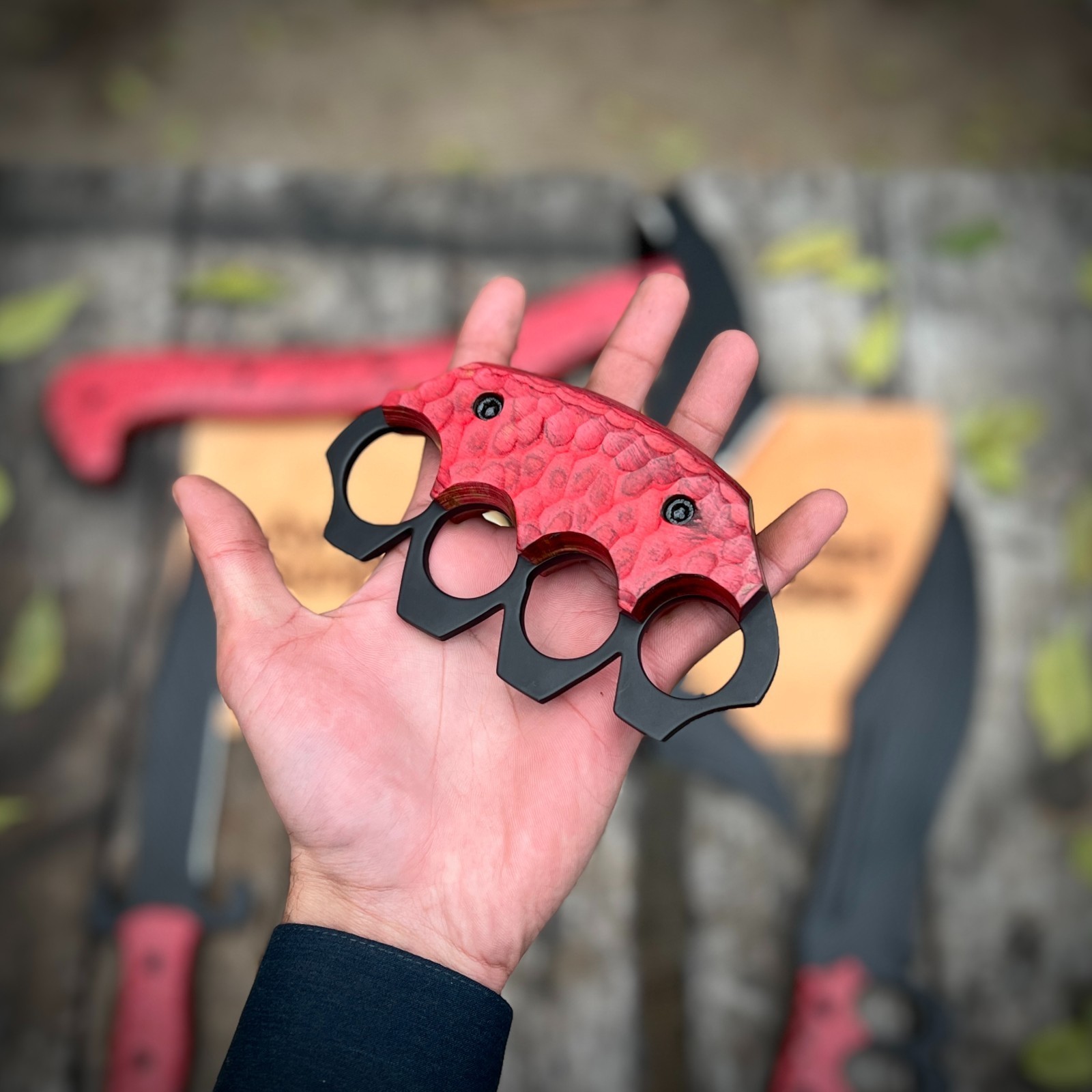 Survival Set Viking Axe Knife & Blade Decorative Display Knives with Red Handles